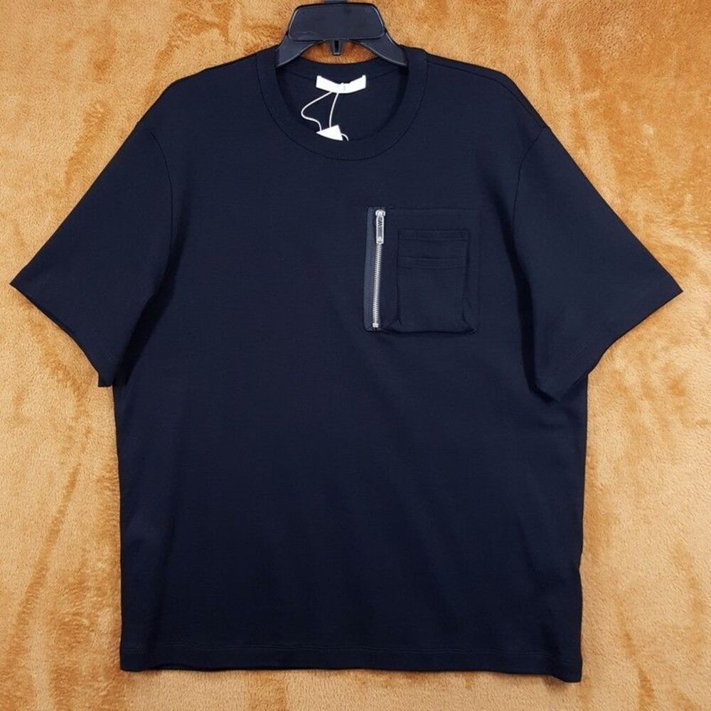 HELMUT LANG Shirt Mens Medium Black Crew Utility Pocket Tee T-Shirt $225